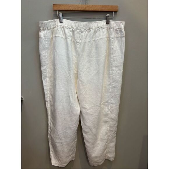 Orvis XL cream lined linen loose fit drawstring elastic waist pants - Picture 2 of 8